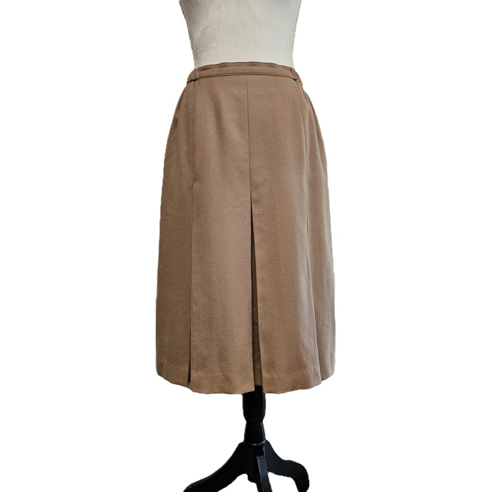 Vtg 80s Da-Rue Of California 100% Wool Pleated Midi Skirt Sz 8 Preppy Minimalist